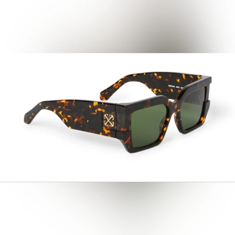 NWOT Authentic OFF-WHITE OERI148 DOVERHavana Squared Sunglasses With Carry Case